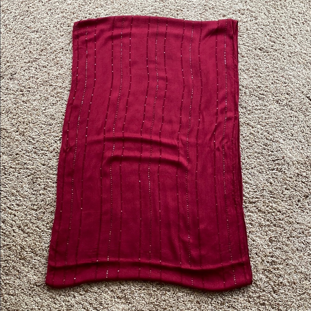 White House Black Market Sequin Infinity Scarf (Dark Red) - Picture 2 of 5
